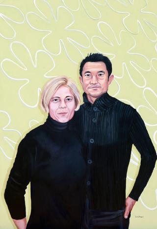 Sandra Bloodworth "Masamichi Udagawa and Sigi Moeslinger" 2012, Oil on Linen 58" x 40"