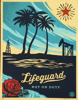 Shepard Fairey, "Lifeguard Not On Duty" (2014), Edition of 6, Silkscreen on Wood Panel, 18 x 24 in. SOLD