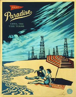 Shepard Fairey, "Paradise Turns" (2014) Edition of 6, Silkscreen on Wood Panel, 18 x 24 in. SOLD