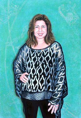 Sandra Bloodworth  "Anne Pasternak" 2012, Oil on linen 58" x 40"