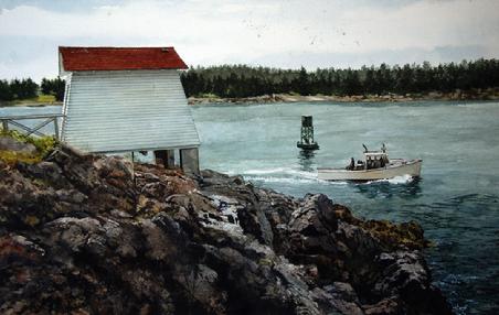 Samuel Donovan, "Swan's Island Light", Watercolor, 22" x16"